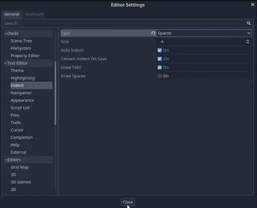 Tabs to spaces