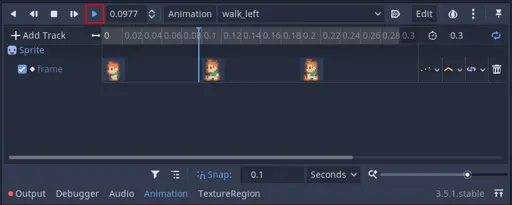 Playing the animation