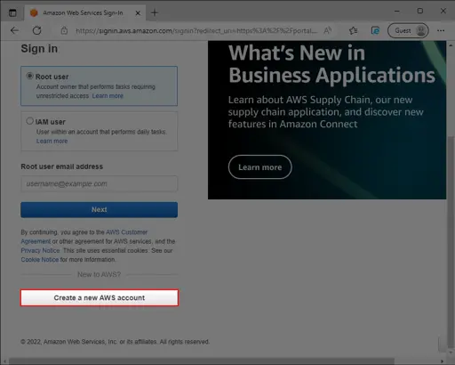 Create a new AWS account