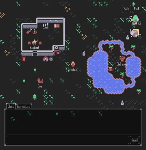 Twilight Grove town square with player UI